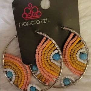 Paparazzi Multicolor Beaded Hoop Earrings